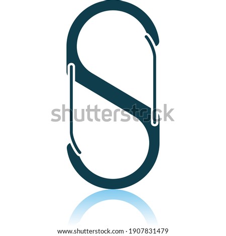Alpinist Double Sided Carabine Icon. Shadow Reflection Design. Vector Illustration.