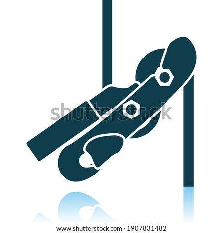 Alpinist Rope Ascender Icon. Shadow Reflection Design. Vector Illustration.