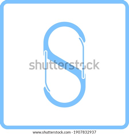 Alpinist Double Sided Carabine Icon. Blue Frame Design. Vector Illustration.