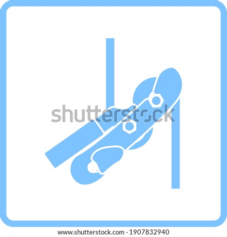 Alpinist Rope Ascender Icon. Blue Frame Design. Vector Illustration.