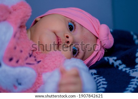 newborn baby portrait. cute smiling baby.  selective focus