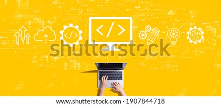 Web development concept with person working with a laptop
