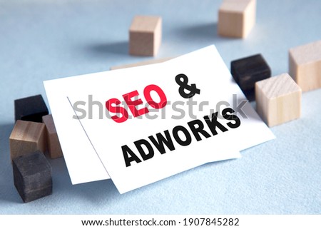 Business concept. List with text SEO ADWORKS. a bright solution for business, financial, marketing concept