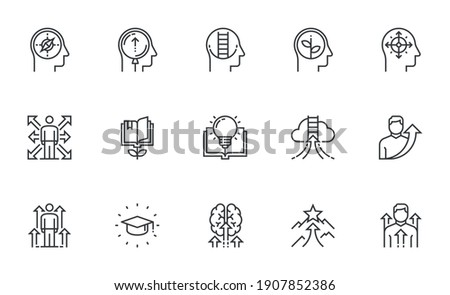 Set of Vector Line Icons Related to Self Development. Self Improvement, Personal Growth, Self Education. Editable Stroke. Pixel Perfect. Royalty-Free Stock Photo #1907852386