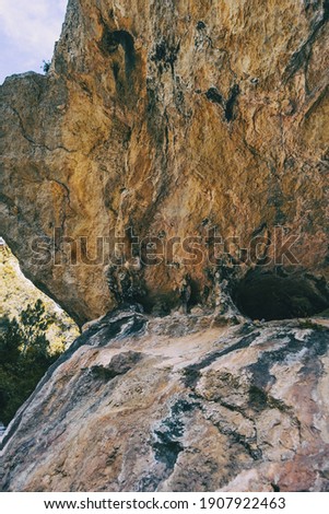 rocks with abstract shapes. The photograph is taken with perspective