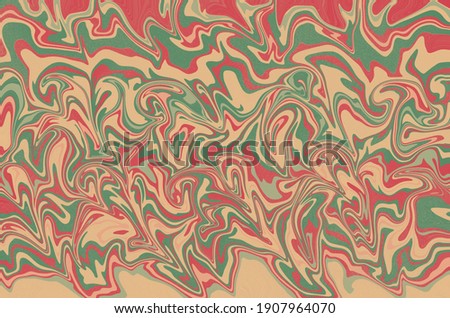 pastel red green and beige marble inkscape effect in fluid style. modern design art marbling fluid