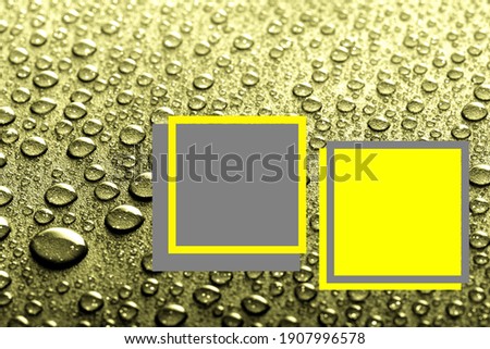 Rain drops on grey and yellow texture. Colors trends 2021,