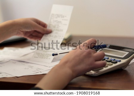 Woman doing financial accounting. Savings, finances and economy concept
