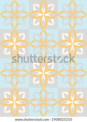 Vector graphics - a beautiful rhythmic pattern of geometric shapes in pastel colors-blue, gray and orange. Concept wallpaper.