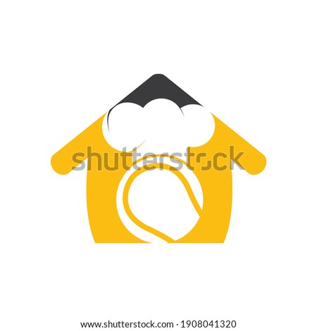 Tennis chef vector logo design. Tennis ball and chef hat with home icon design.	
