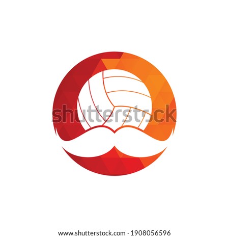 Strong volleyball vector logo design. Moustache and volley ball vector icon design.