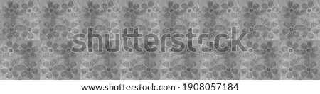 Old gray white vintage worn shabby seamless patchwork tiles stone concrete cement wall texture background banner wallpaper, with flower print