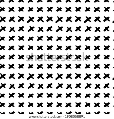 Hand drawn modern doodle seamless pattern. Black grunge cross on white background. Vector illustration