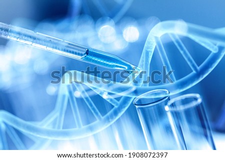 Science laboratory test tubes and pipette Royalty-Free Stock Photo #1908072397