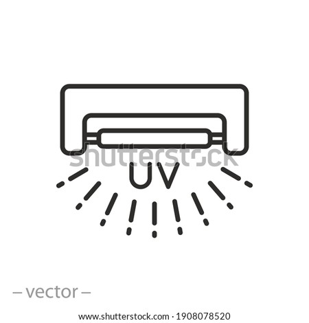 uv disinfection lamp icon, sterilization ultraviolet technology, bactericidal uvc light, thin line symbol on white background - editable stroke vector illustration eps10  Royalty-Free Stock Photo #1908078520
