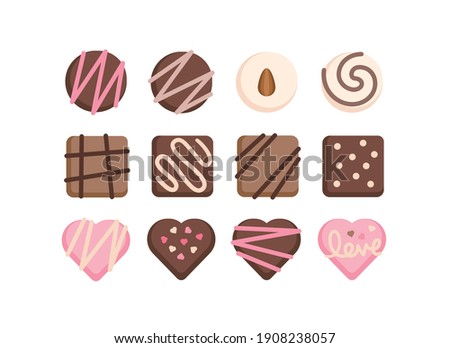 Valentine's Day Chocolate Icon Illustration Set