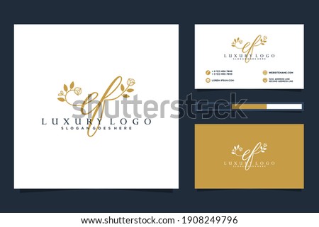 Initial EF Feminine logo collections and business card template.
