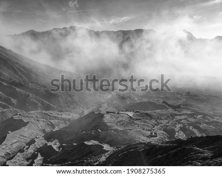 Mist in Bromo Mountain - Black and white