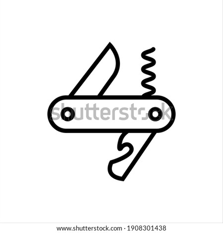 Swiss camping pocket knife vector icon on white background Royalty-Free Stock Photo #1908301438