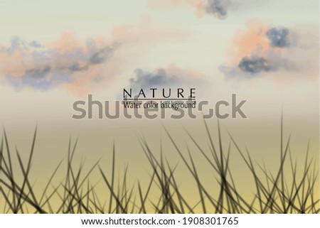 Water color background with beautiful natural objects
