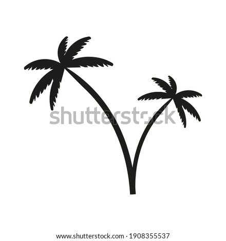 tropical palm trees on white background