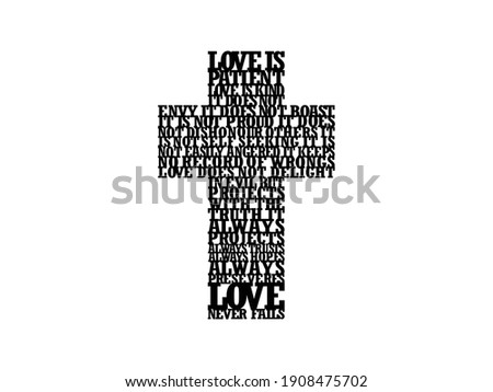 The Lord and Savior Jesus Christ Vector illustration. Love cross shape silhouette sign, Flat style for graphic, web design, Christian Icon, sticker, jewelry 