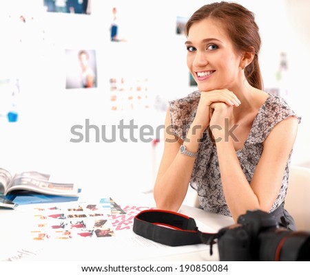 Woman viewing photos