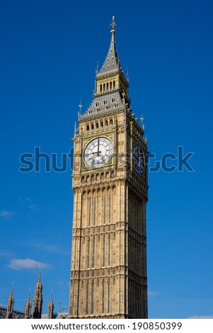 The Palace of Westminster Big Ben at sunny day, London, England, UK 