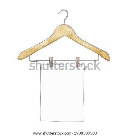 Hanger Isolated On A White Background Hand Drawn Illustration	