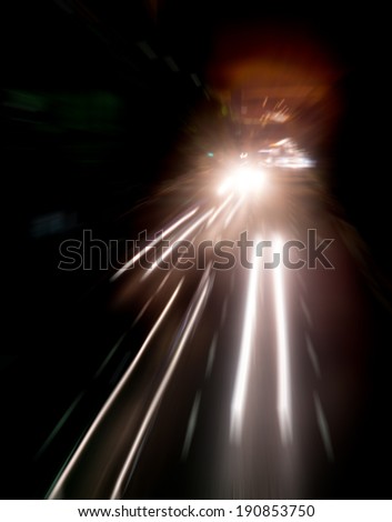 speed motion on road at night