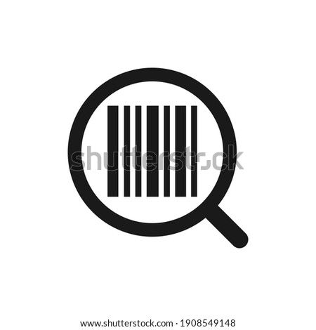 Search barcode icon isolated on white background. Magnifying glass searching barcode.