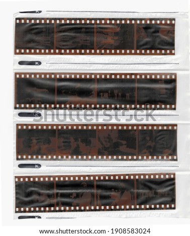 Vintage film pieces in a file. Negative images.
