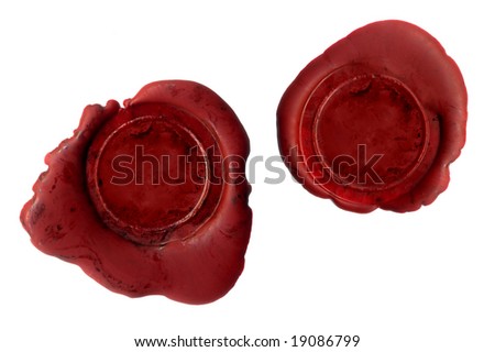 Two real wax unmarked seals in which you can put your own initials or logo - hi-res photos, no rendered images Royalty-Free Stock Photo #19086799