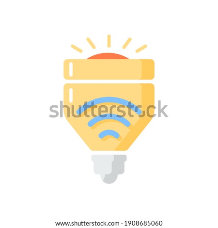 Light bulbs vector flat color icon. Smart home installation. Remote house access technology. Wireless switch for lights control. Cartoon style clip art for mobile app. Isolated RGB illustration