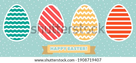 Happy easter eggs set with different designs