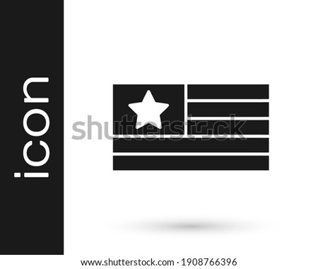 Black American flag icon isolated on white background. Flag of USA. United States of America.  Vector