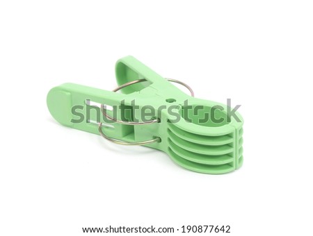 Clothespin clips on isolated white background