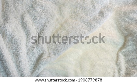 White beach towel mock up isolated on white background, flat lay top view