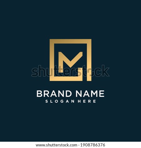 Letter logo with initial M for company or person; golden square concept premium vector part 1 Royalty-Free Stock Photo #1908786376