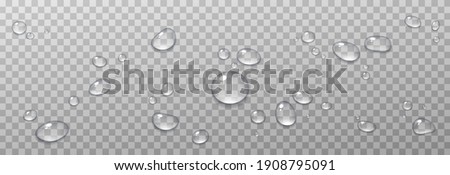Vector water drops. PNG drops, condensation on the window, on the surface. Realistic drops on an isolated transparent background. PNG. Royalty-Free Stock Photo #1908795091