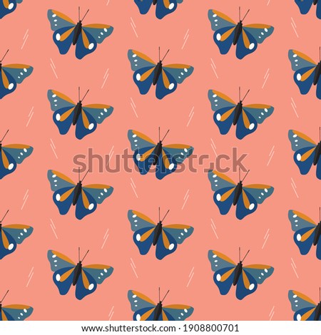 seamless pattern butterfly insect animal on pink background vector wallpaper textile