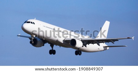 modern passenger plane lands at airport Royalty-Free Stock Photo #1908849307