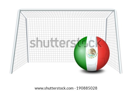 Illustration of a soccer ball with the flag of Mexico on a white background