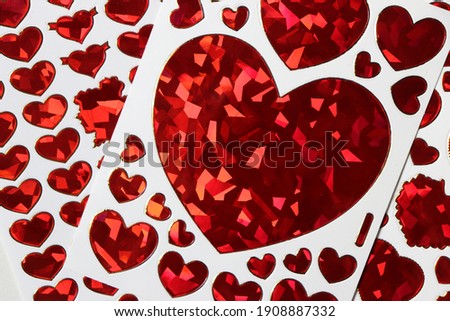 Red heart stickers. Valentine's Day, Day of Love Royalty-Free Stock Photo #1908887332