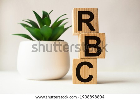 word RBC on wooden blocks. medical concept . the medicine