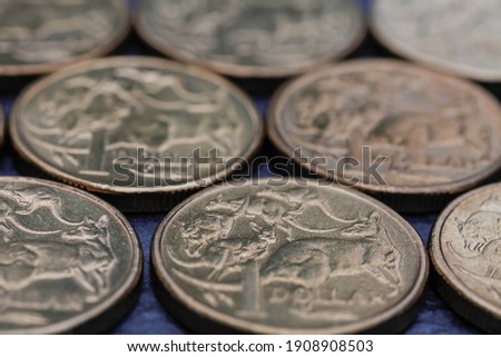 Australian Dollar Coins arranged next to each other