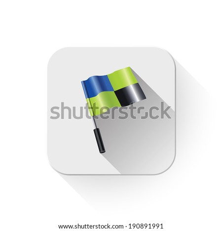 3d flag icon With long shadow over app button
