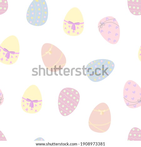 Easter holiday symbol colorful decorated eggs in pastel tones seamless pattern, flat style vector illustration for spring festive time decor, greeting cards, gift paper, banners, web design