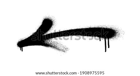 Graffiti arrow with overspray in black over white.