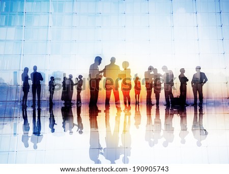 Silhouettes of Business People Discussing Outdoors Royalty-Free Stock Photo #190905743